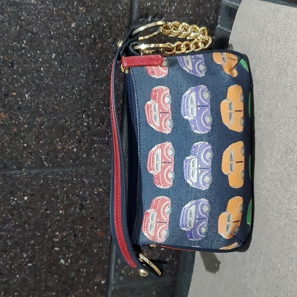 VINTAGE BRACCIALINI BAG W CARS WOMENS SHOULDER BAG SMALL BLUE RED ORANGE